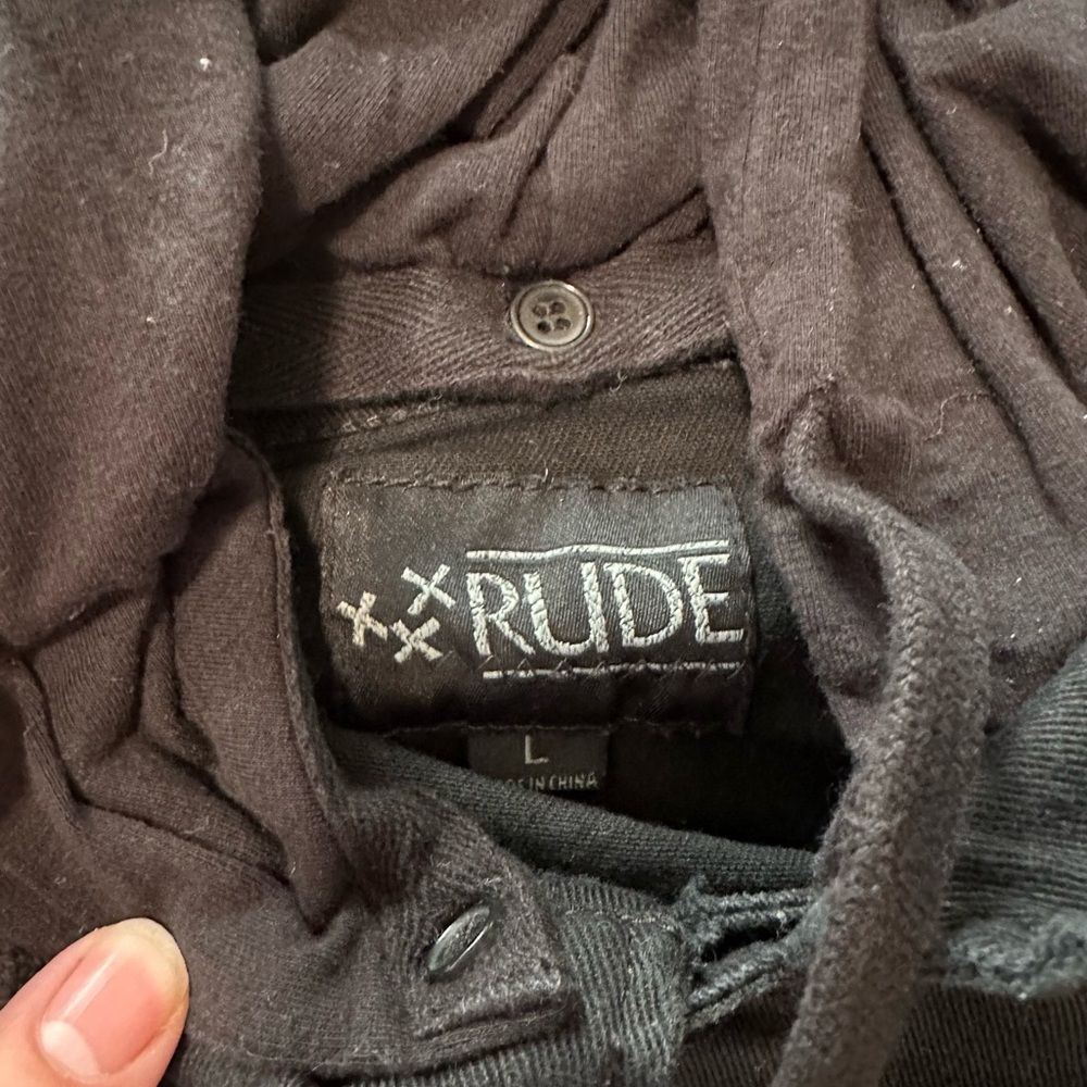 Rude Clothing Black Metal Patch Black Graphic Jacket - Picture 3 of 3